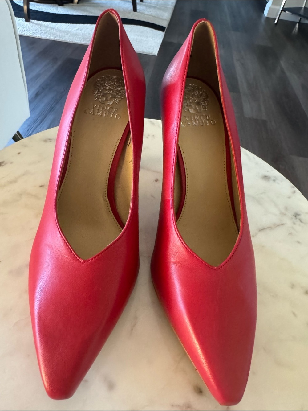 Vince Camuto Red Pointed-Toe Leather Pumps